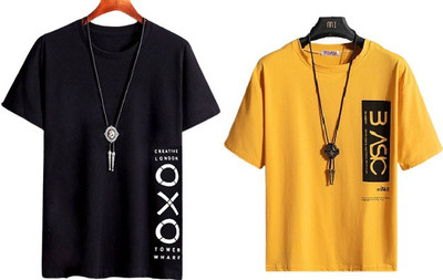 Axxitude Printed Men Round Neck Yellow T-Shirt