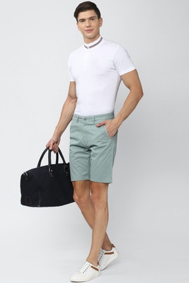 PETER ENGLAND Solid Men Green Regular Shorts