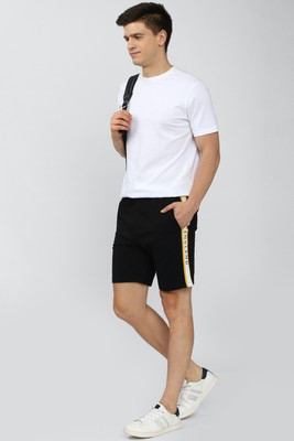 PETER ENGLAND Solid Men Black Regular Shorts