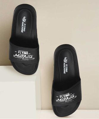 FLYING MACHINE Men Slides(Black , 10)