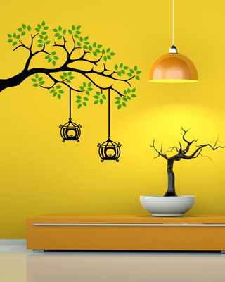 Trends on WALL 117 cm Cage on Tree Self Adhesive Sticker(Pack of 1)