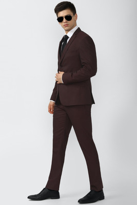 VAN HEUSEN Single Breasted - 2 button Solid Men Suit