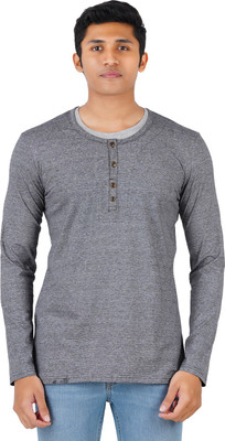 Motus Self Design Men Round Neck Grey T-Shirt
