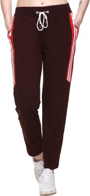 Keshavi Solid, Striped Women Brown Track Pants