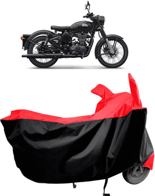 Amexride Two Wheeler Cover for Royal Enfield(Classic Stealth Black, Red)