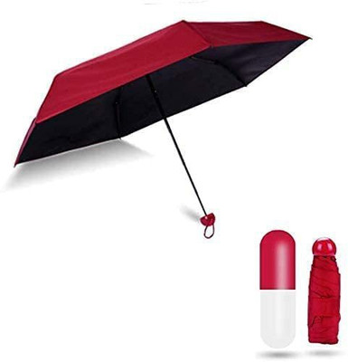 ZARWAR Foldable Mini Cute and Small Capsule Design Umbrella with Capsule Case Umbrella(Maroon)