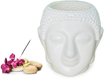 SNSHOPEE Home Decorating Buddha shape Vase Pot Gamla for Flowers and Plants Microfibre, Plastic Vase(7 inch, White)