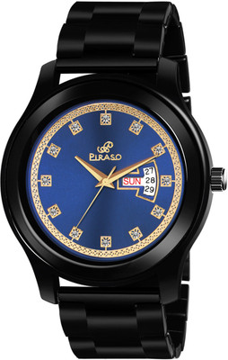 PIRASO D&D C24 BLUE ANALOG DAY AND DATE WORKING||BLUE DIAL||BLACK CHAIN|| WATCH FOR MEN & BOYS Analog Watch  - For Men