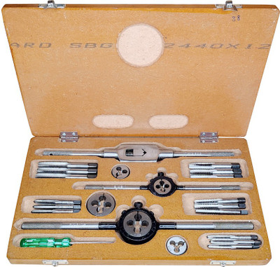 Luxuro Complete Tap And Die Set 6 mm to 12 mm|Complete Tap and round die box Double Sided Socket Wrench(Pack of 1)