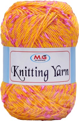 M.G Enterprise Knitting Yarn Thick Chunky Wool Yellow pink 200 gm Knitting Needles. Art-IJA