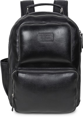 Teakwood Leathers Unisex Genuine Leather Black Solid Backpack 23 L Backpack(Black)