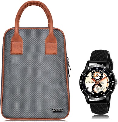 LOREM CM-TB04-LR56 Black Watch & Grey Lunch/Tiffin Bag For Office,College,School Waterproof Lunch Bag(Grey, 8.5 L)