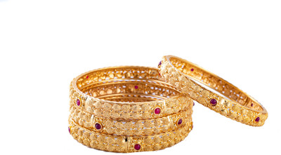 YuviKrissh Alloy Gold-plated Bangle Set(Pack of 4)