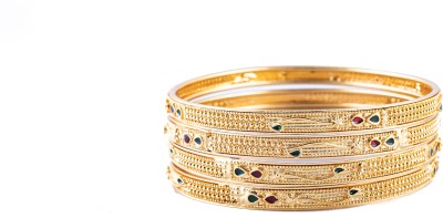 YuviKrissh Alloy Gold-plated Bangle Set(Pack of 4)