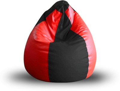 Alfanso XL Tear Drop Bean Bag Cover  (Without Beans)(Black, Red)