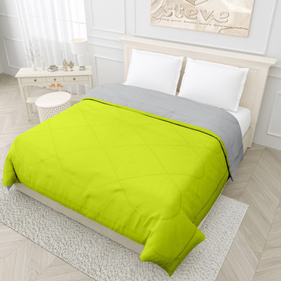 STEVE Solid Double Comforter for  Mild Winter(Microfiber, Green, Grey)