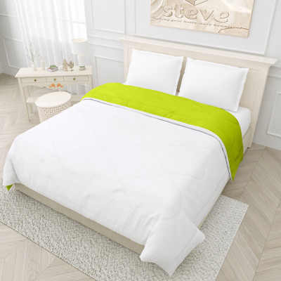 STEVE Solid Single Comforter for  Mild Winter(Microfiber, Green, White)