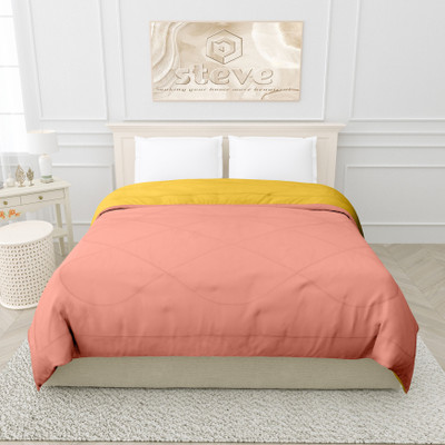 STEVE Solid Double Comforter for  Mild Winter(Microfiber, Yellow, Peach)