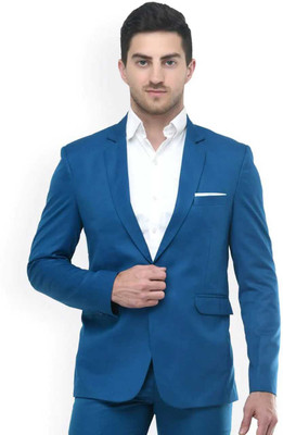 MAHAMAYA ENTERPRISES Solid Single Breasted Formal Men Blazer(Blue)