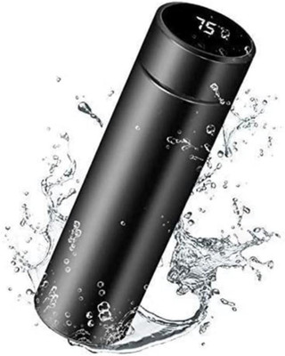 Oink L Temperature Bottle with LED Display with Touch Screen 500ml (Black)-SET OF 2 500 ml Bottle(Pack of 1, Black, Steel)