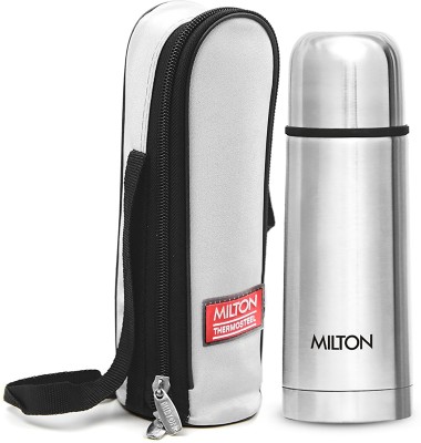 MILTON Plain Lid Thermosteel 24 Hours Hot and Cold Water Bottle 350 ml Flask(Pack of 1, Silver, Steel)