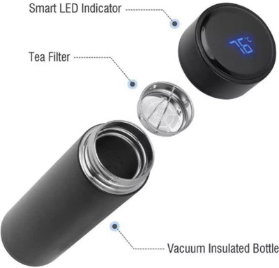 Oink 500 ml Steel Bottle(Pack of 1, Black)