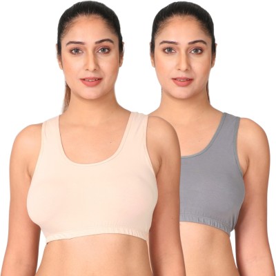 Adira Pack Of 2 Sleep Bras Women Sports Non Padded Bra(Beige, Grey)