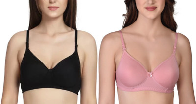 CALCADOS Combo pack Of 2 Women Push-up Lightly Padded Bra(Black, Pink)