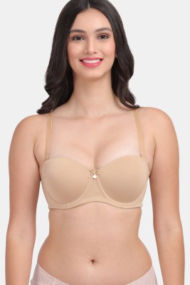 AMOUR SECRET Demi cup Underwired Pushup Bra Women Balconette Lightly Padded Bra(Beige)