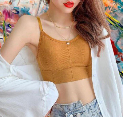 Vinbila Women Bralette Lightly Padded Bra(Yellow)