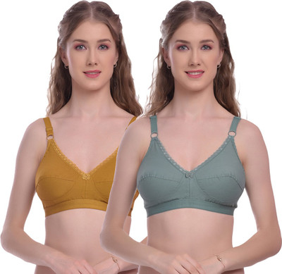 elina Women T-Shirt Non Padded Bra(Brown, Green)