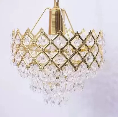 DONERIA Décore Crystal Jhumar Pendants Ceiling Lamp WITHOUT BULB PACK OF 1 Chandelier Ceiling Lamp(Clear, Gold)