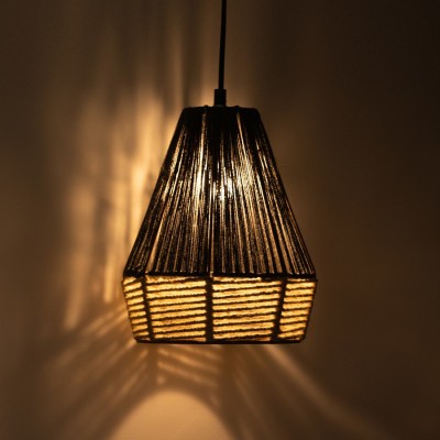 ExclusiveLane Jute Wonders' Handwoven Pyramidal Hanging Pendants Ceiling Lamp(Brown, Beige)