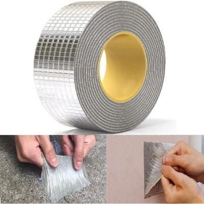 PRATYANG Butyl Waterproof Permanent Repair Aluminum tape Waterproof Tape Aluminum Foil Tape, Crack Roof Duct Repair Adhesive Tape (Manual)(Set of 1, Silver)