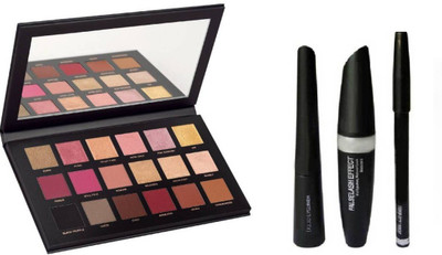klaty Rose Gold Eyeshadow Palette(Multicolor 18 Shades) + 3 in 1 kit (mascara,eyeliner,eyebrow pencils) (4 Items in the set)(4 Items in the set) klaty Rose Gold Eyeshadow Palette(Multicolor 18 Shades) + 3 in 1 kit (mascara,eyeliner,eyebrow pencils) (4 Items in the set)(4 Items in the set)