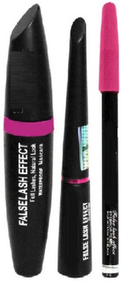 klaty Black Waterproof, Smudge Proof EYELINER with MASCARA ,EYEBROW PENCIL (3in1)(3 Items in the set)