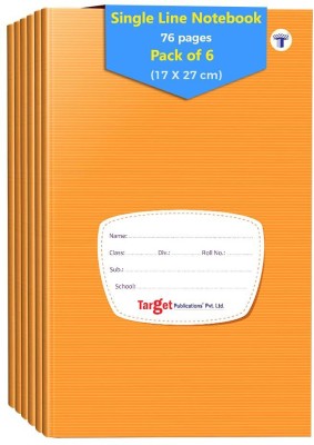 Target Publications Small Notebooks Single Line | Writing book | 17x27 cm Approx | GSM 58| Set of 6 Regular Notebook Ruled Pages 76 Pages(Brown, Pack of 6)