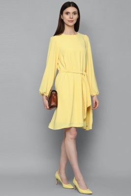 Allen Solly Women A-line Yellow Dress