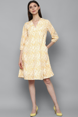 Allen Solly Women A-line Orange Knee Length Dress