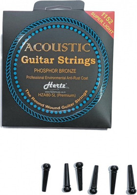 Hertz Acoustic HZA STRING SET WITH BRIDGE PIN Guitar String(6 Strings)