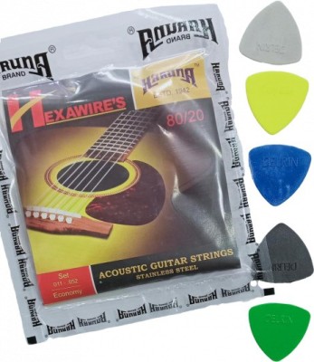 KARUNA Acoustic S STRING SET AND PICK SET OF 5 Guitar String(6 Strings)