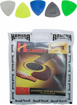 KARUNA Acoustic SET OF STRING AND 5 PICKK Guitar String(6 Strings)