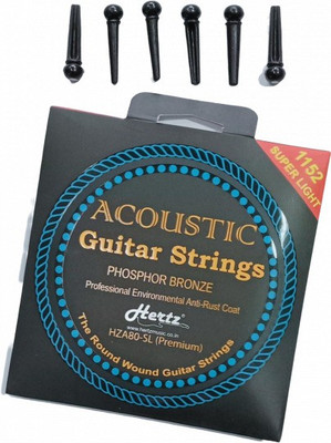 Hertz Acoustic HERTZZ STRING AND BRIDGE PIN SET Guitar String(6 Strings)