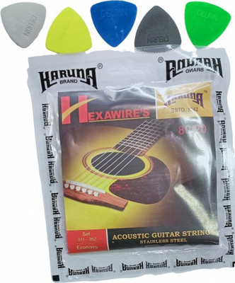 KARUNA Acoustic SET OF STRING AND 5 PICKKK Guitar String(6 Strings)