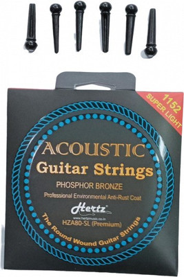 Hertz Acoustic STRING AND BRIDGE PIN Guitar String(6 Strings)