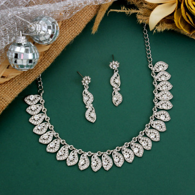 Atasi International Alloy Rhodium Silver, White Jewellery Set(Pack of 1)