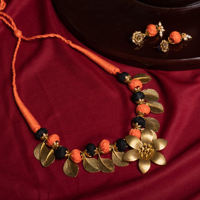 SUZEN Dori, Alloy Gold-plated Gold, Orange, Black Jewellery Set(Pack of 1)