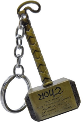 BIPS ENTERPRISES Stylish Marvel Avengers Thor Mjollnir Hammer Gold Metal Keychain Key Ring Key Chain