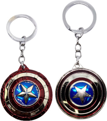 BIPS ENTERPRISES Stylish Captain America Shield With Rotating Metal Combo Keychain Key Ring Key Chain