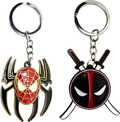 BIPS ENTERPRISES Stylish Spider Man Logo And Deadpool Metal Combo Keychain Key Ring Key Chain
